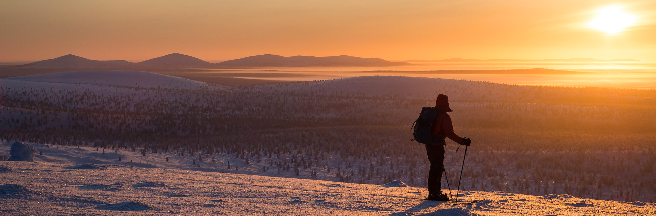 Sonnenuntergang Skifahren