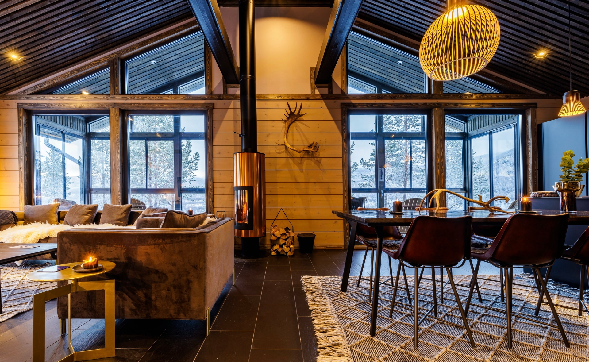 Private Luxury Cabin Valle Wohnzimmer